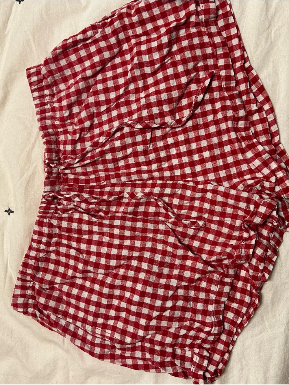 Amazon Red and White Gingham Athletic Shorts
